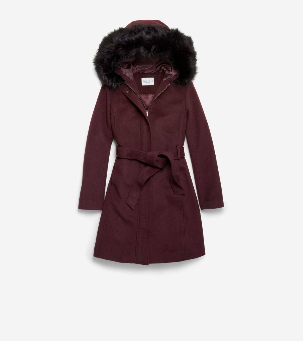 Women's Slick Wool Hooded Coat 